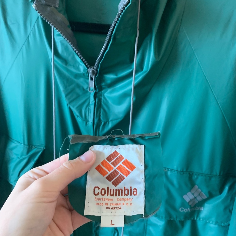 Vtg Columbia 90s Green Rain Jacket